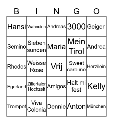 Oktoberfeest BINGO Card