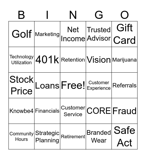 FNB Bingo Card