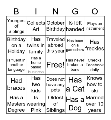 Women's Success Network Mega Networking Bingo Card