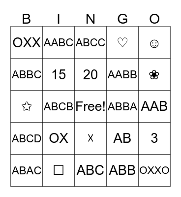 Pattern Bingo Card