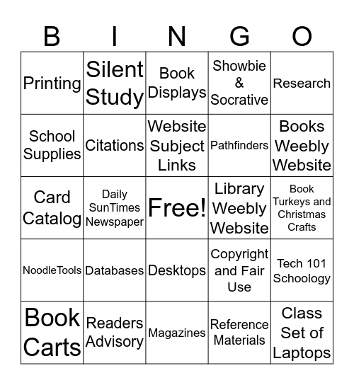 Students Love the Library Bingo! Bingo Card