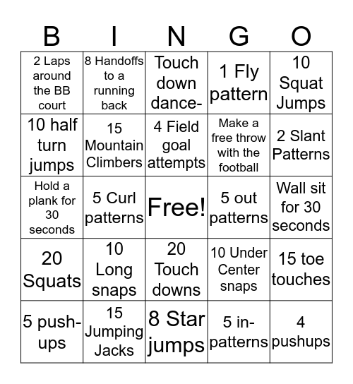 Football Bingo Card