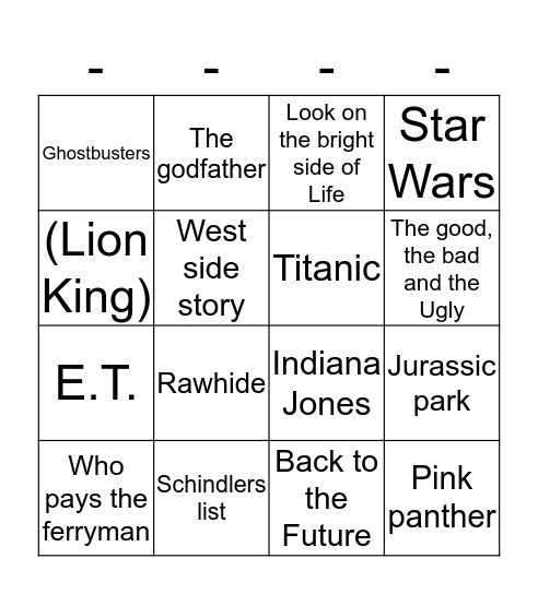 Film Soundtracks Bingo Card