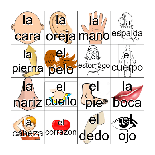 La Loteria - El Cuerpo Bingo Card