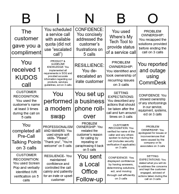 CE BINGO Card