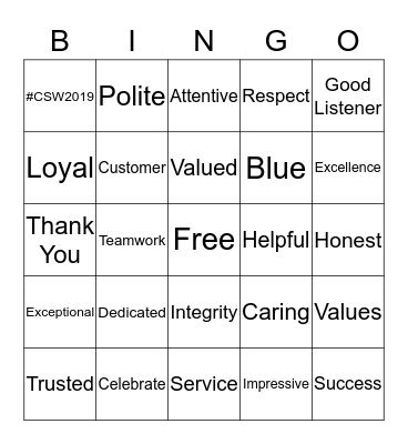 Customer Service Week Bingo Card