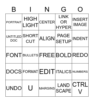 TECH LAB VOCAB Bingo Card
