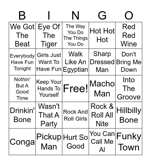 Misc. Hits Bingo Card