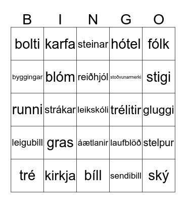 Fyrir utan Hagaskóla Bingo Card