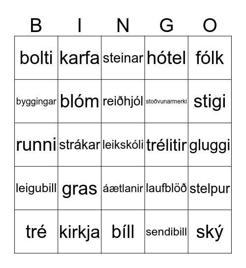 Fyrir utan Hagaskóla Bingo Card