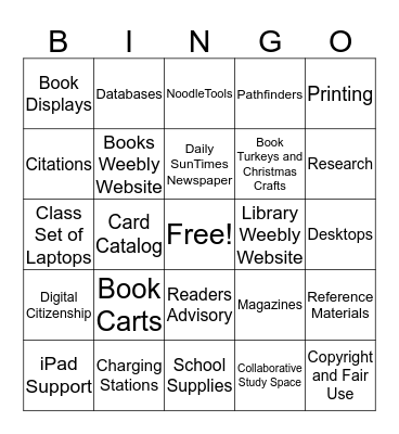 Students Love the Library Bingo! Bingo Card