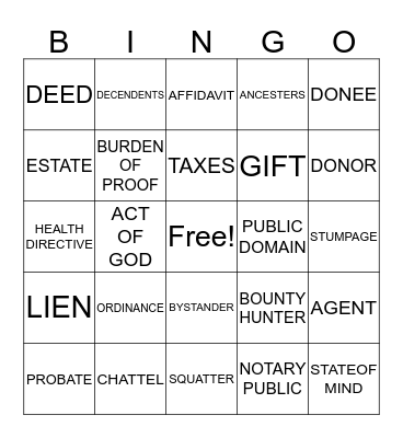 I WILL WRITE A WILL, YES I WILL! Bingo Card
