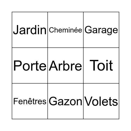 Le bingo de ma maison Bingo Card