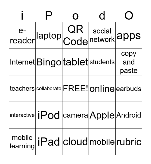 Mobile Learning Bingo Card