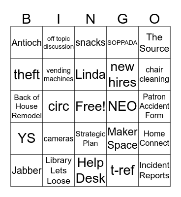 CE Staff Meeting 10/1 Bingo Card