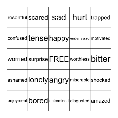 DEALING WITH FEELINGS Bingo Card