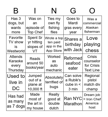 Twistle Bingo Card