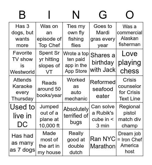 Twistle Bingo Card