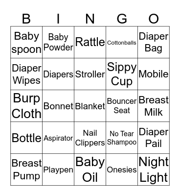 BABY GRACIE BINGO Card