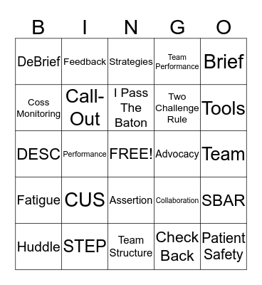 Team Stepps Bingo Card
