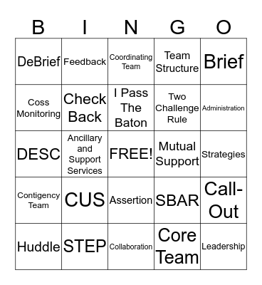 Team Stepps Bingo Card
