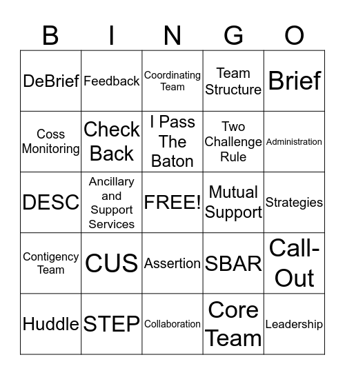 Team Stepps Bingo Card
