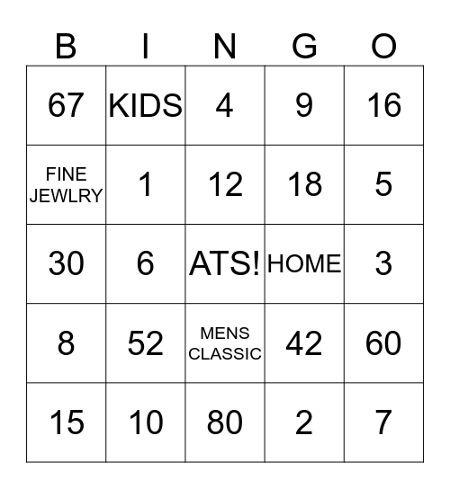 SAKS OFF FIFTH Bingo Card