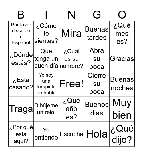 SPANISH HERITAGE BINGO Card