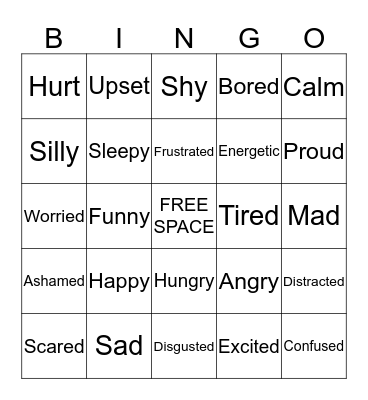 FEELINGS BINGO Card