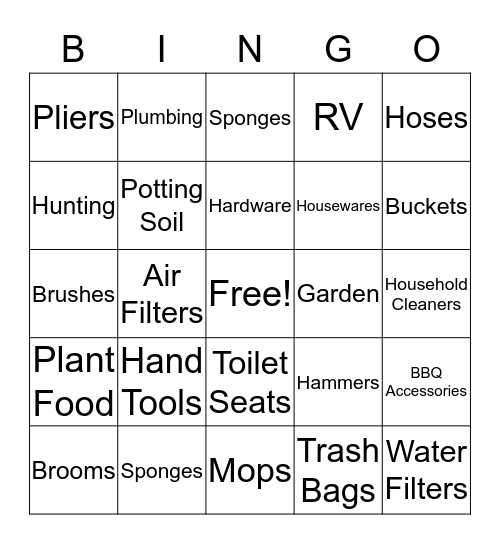 Hardware Store Bingo Card