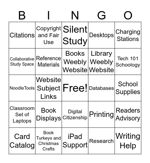 Students Love the Library Bingo! Bingo Card