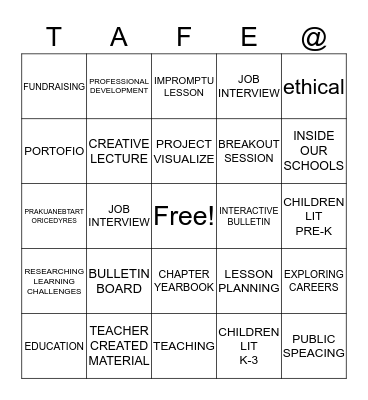 TAFE   COMPETITIVE EVENTS Bingo Card