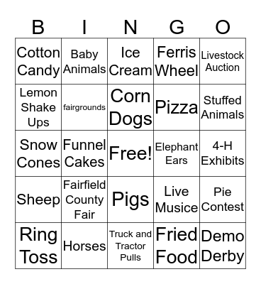 County Fair Bingo Card