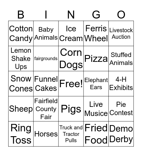 County Fair Bingo Card