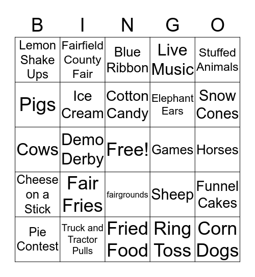 County Fair Bingo Card