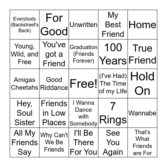 Best Friends FURever Bingo Card