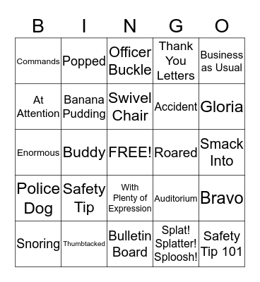 Officer Buckle & Gloria Bingo Card