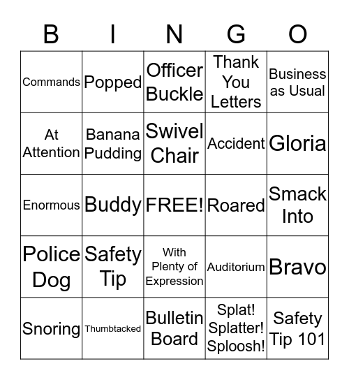 Officer Buckle & Gloria Bingo Card