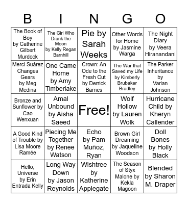 Literary Bingo Card