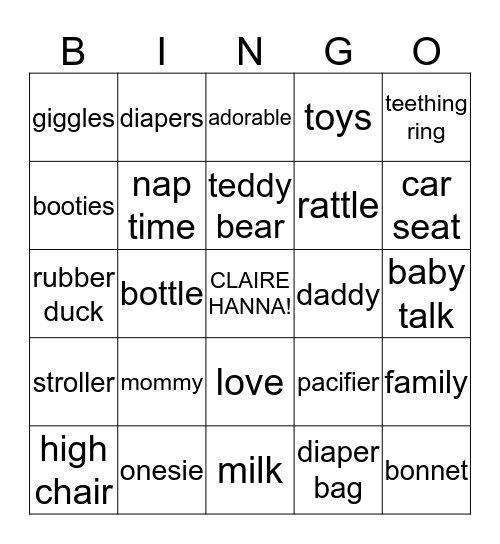 Claire Hanna Bingo Card