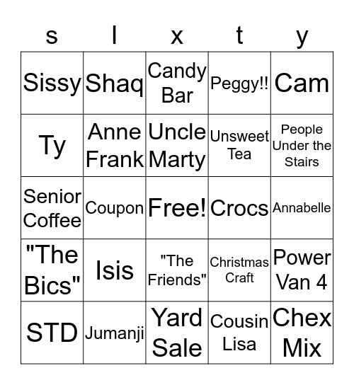 Dana's 60th Birthday Bingo Card