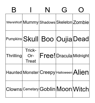 Halloween Bingo Card