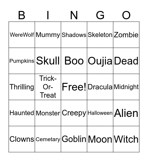 Halloween Bingo Card