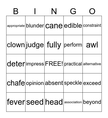 Cogat, Issue 5 Bingo Card