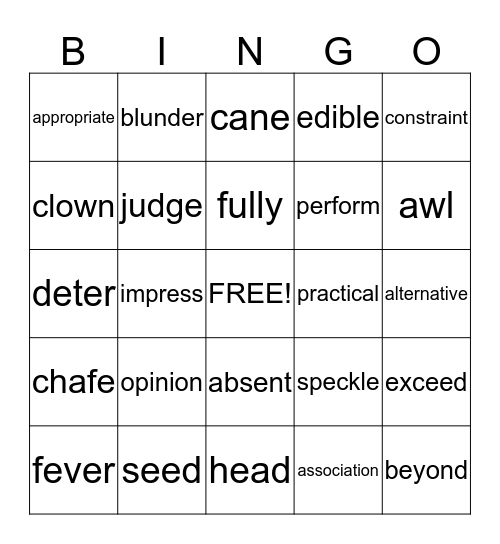 Cogat, Issue 5 Bingo Card