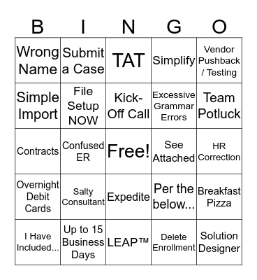 ONBOARDING BINGO Card