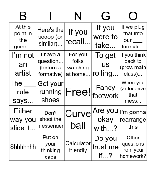 Stangland Bingo Card