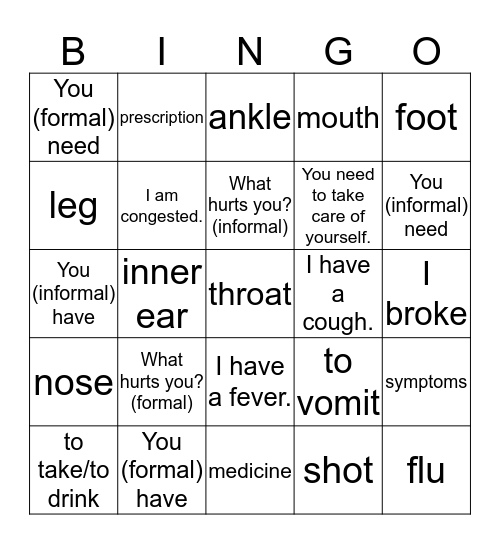 La Consulta Médica Bingo Card