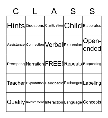 TODDLER Engage Support for Learning Bingo Card