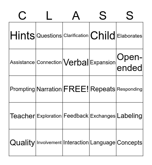 TODDLER Engage Support for Learning Bingo Card